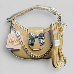 Olivia Miller Gold Iridescent Bow Crossbody Shoulder NWT OMZ4769